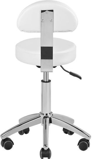 Activeshop Wheeled Stool with Backrest 22cm White