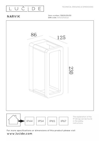 Lucide Lightning Стенно Външно Осветително Тяло LED IP65 2W 9εκ.