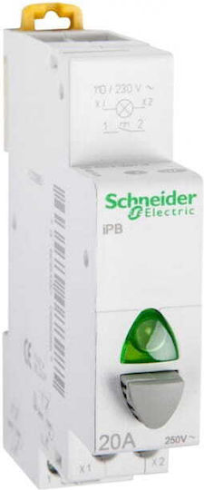 Schneider Electric Acti9 iPB 1-Pole Button Panel Push Button Switch Μπουτόν Ράγας με Πράσινη Ενδεικτική Λυχνία