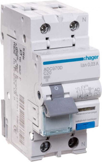 Hager 2-Poles Panel Push Switch 230V 20A