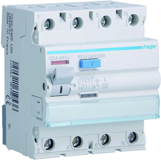 Hager Τετραπολικός Διακόπτης Ράγας 230V 63A