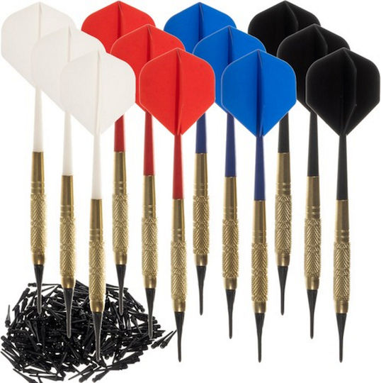 Set 12 tije profesionale pentru săgeți Idealstore fabricate din material de înaltă calitate include 200 de vârfuri moi lungime 10 cm grosime 0,8 dezvoltă dexteritatea abilitățile manuale