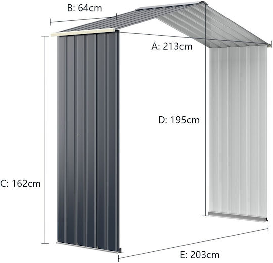 Metallische Gartenhaus M2.13xB0.64xH1.95m