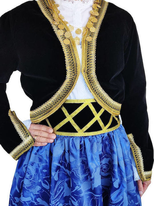 Traditional Costume Cretan Girl from Chania with 3 Rows Necklace