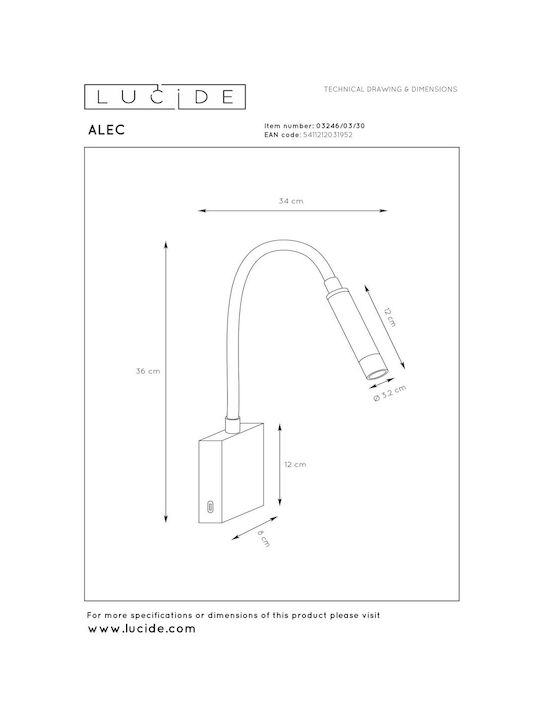 Lucide Lightning Lamp Wall Black