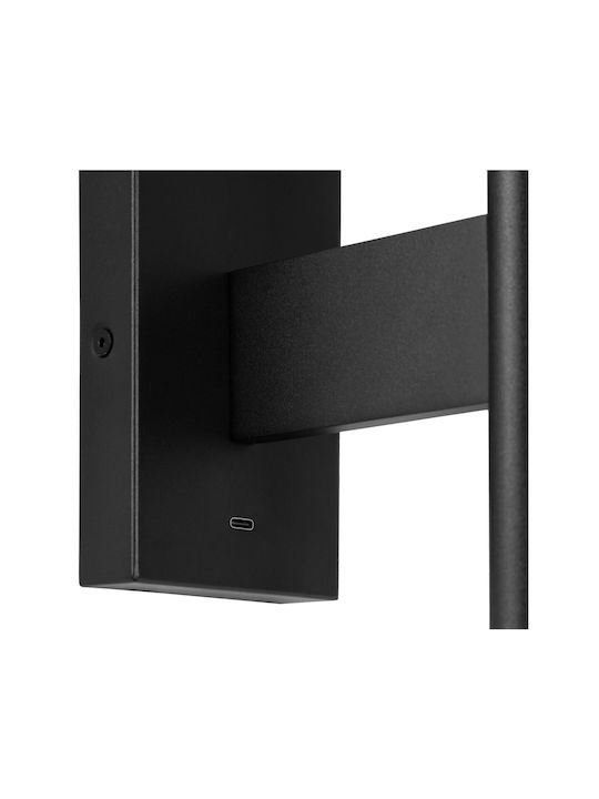 Lucide Lightning Finan Осветително тяло За стена с USB порт Черен