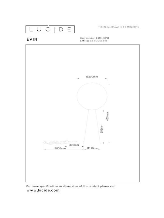 Lucide Lightning Decorative Lamp with Socket for Bulb E27 Beige