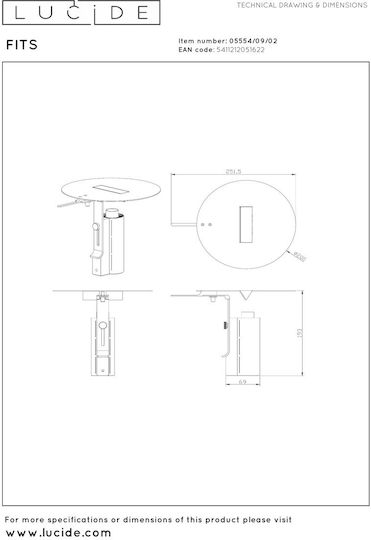 Lucide Lightning Διακοσμητικό Φωτιστικό Fits LED Θερμό Λευκό 3000K 20x20εκ.