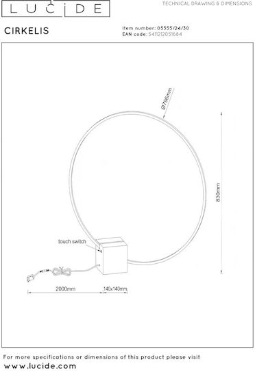 Lucide Lightning Cirkelis Dekorative Lampe Schwarz