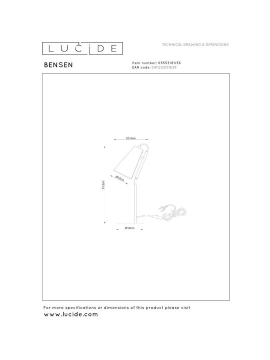 Lucide Lightning Διακοσμητικό Φωτιστικό Bensen E14