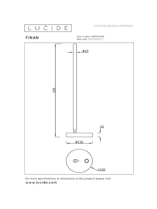 Lucide Lightning Finan Decorative Lamp Black