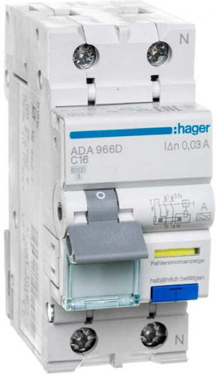 Hager Ρελέ Ράγας Διαρροής 16A Διπολικό με Τάση 230V