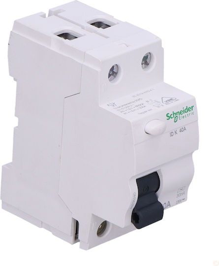 Schneider Electric Ρελέ Ράγας Διαρροής 40A Διπολικό