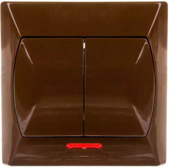 Ospel Akcent Recessed Wall Switch Lighting Two-Way with Frame Brown