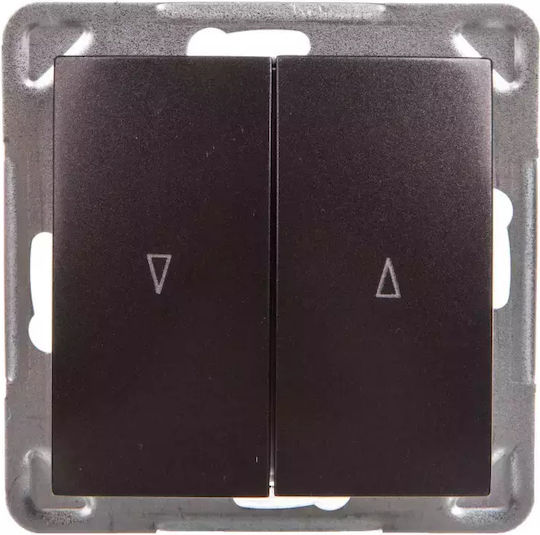 Ospel Recessed Wall Switch Roller Double without Frame Grey