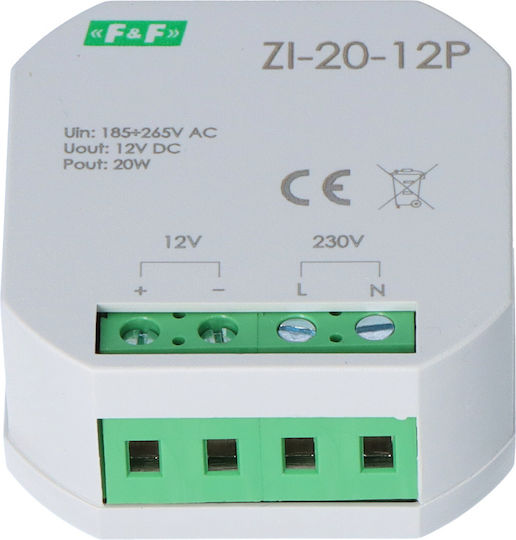 F&F Τροφοδοτικό LED Ισχύος 20W με Τάση Εξόδου 12V