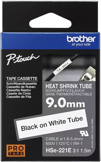 Brother Label Maker Tape 1.5m x 9mm Black