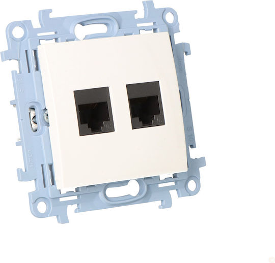 Kontakt-Simon Double Network Socket RJ45 Without Frame in White Color C62.01/11