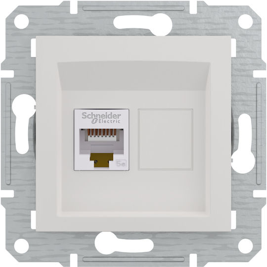 Schneider Electric Asfora Μονή Πρίζα Δικτύου RJ45 χωρίς Πλαίσιο σε Λευκό Χρώμα EPH4300721