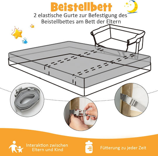 Costway Cradle with Mattress and Wheels Beige