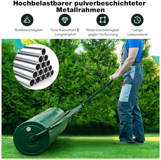 Costway Μεταλλικός Κύλινδρος Γκαζόν 113l Ø40cm Λαβή Νερό Άμμο Πράσινος Gt4009gn