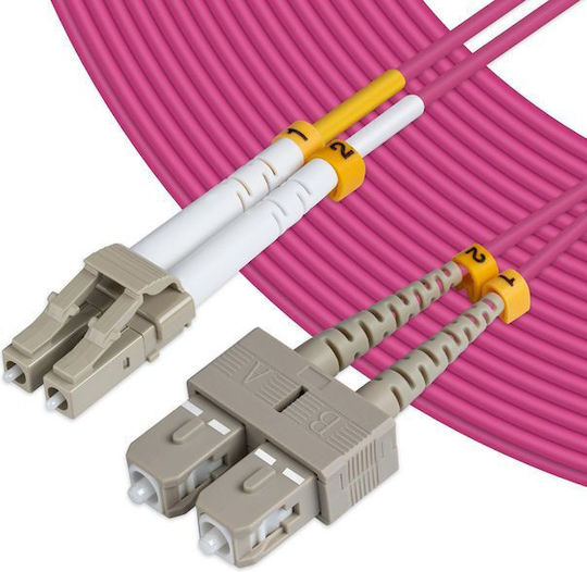 Microconnect Cablu de fibră optică LC/UPC-SC/UPC 0.5m Roz 1buc