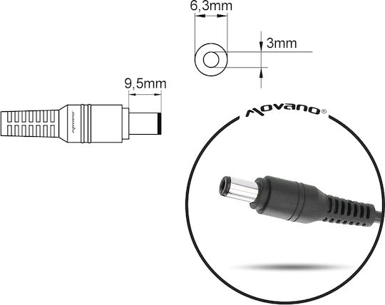 Movano Φορτιστής Laptop 75W 15V 5A για Toshiba