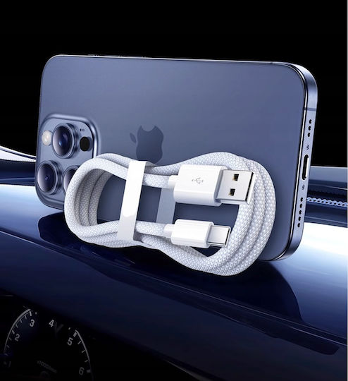 Zenwire Braided USB 2.0 Cablu USB-C bărbătesc - USB-A / USB-C Alb 2m