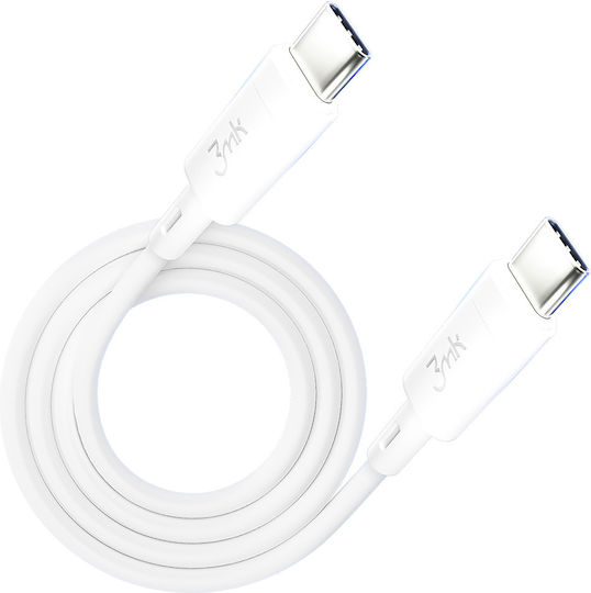 3MK Hyper Silicone USB 2.0 Cable USB-C male - USB-C 60W Λευκό 1m