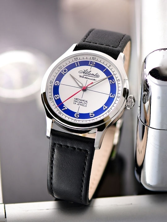 Ceas Barbătesc 39mm Baterie cu Curea din Piele Neagră