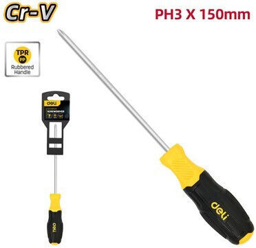 Deli Magnetic Long Screwdriver with Length 150mm