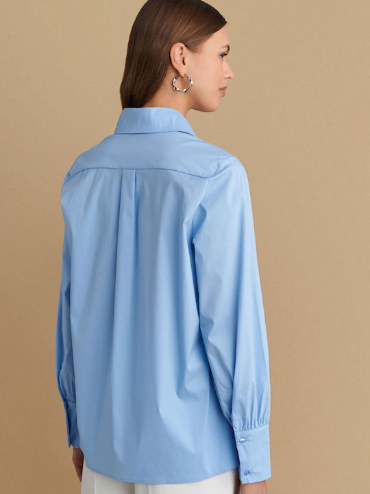 Langärmelig Damen Hemd Blue