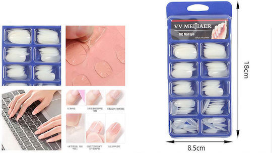 Artificial Nail Tips French in White Color 100pcs 33239