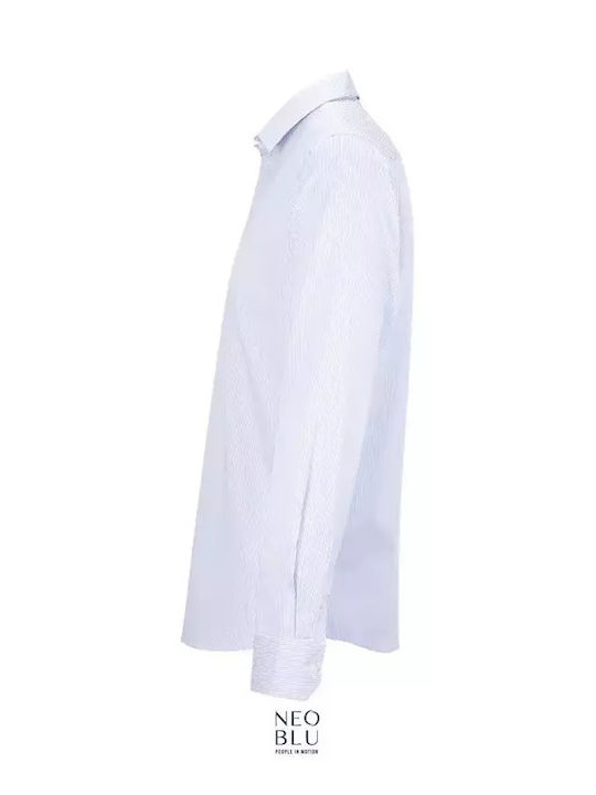 Cu mânecă lungă Bumbac Cămașă Cu dungi White/striped Blue