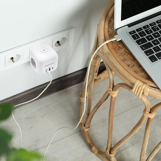 Qoltec Захранваща лента с 2 USB-A, 1 USB-C и Превключвател