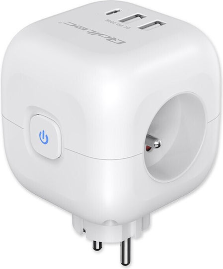 Qoltec Захранваща лента с 2 USB-A, 1 USB-C и Превключвател