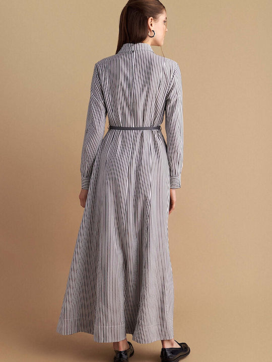Maxi Hemdkleid Langärmeliges Graues