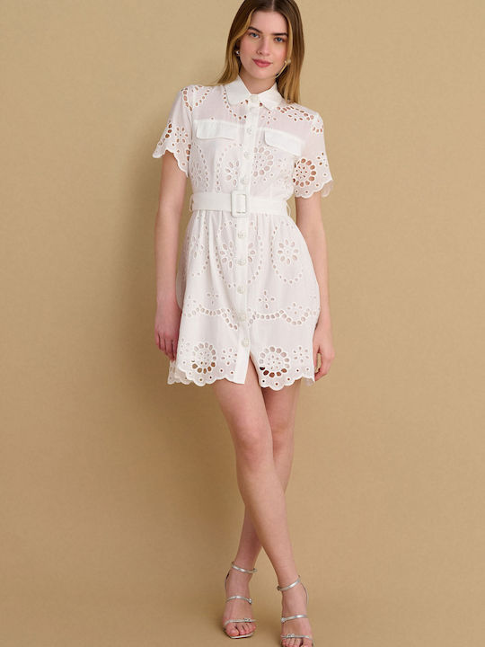 Καλοκαιρινό Mini Βραδινό Φόρεμα με Δαντέλα White