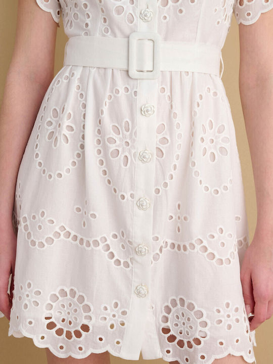 Καλοκαιρινό Mini Βραδινό Φόρεμα με Δαντέλα White