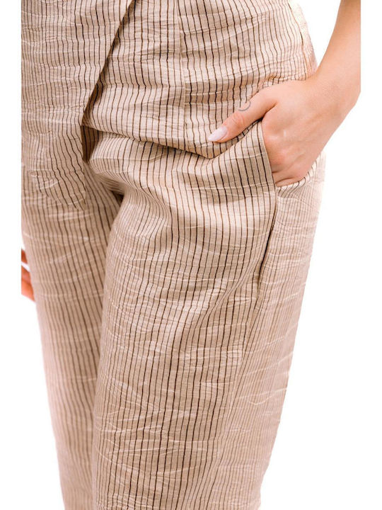 Dama Tesatura Pantaloni Cu dungi Beige