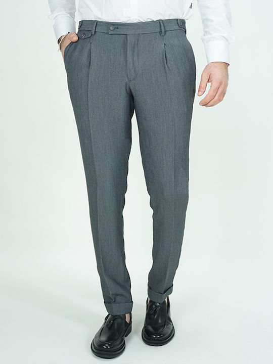 Italian Job Ανδρικό Παντελόνι Γκρι Slim Fit 25707 09 P1 65% T 30% R 5% Sp