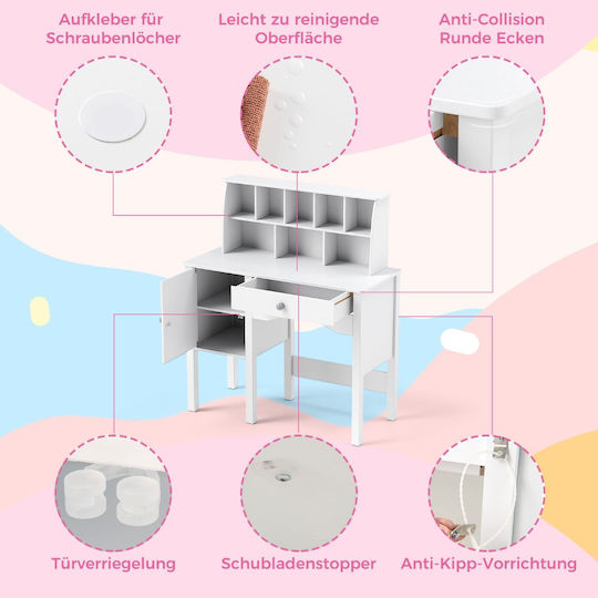 Kids Desk made of Melamine White 79x34x91cm