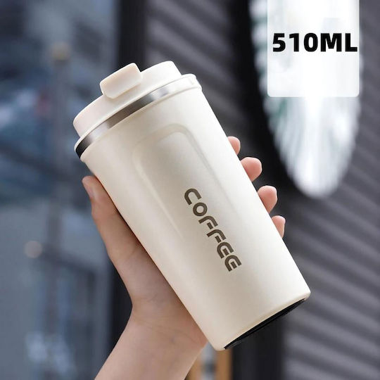 Uncle George Glass Thermos Stainless Steel / Aluminum BPA Free 510ml White Mouthpiece with Mouthpiece