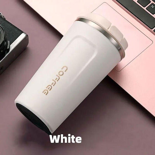 Uncle George Glass Thermos Stainless Steel / Aluminum BPA Free 510ml White Mouthpiece with Mouthpiece