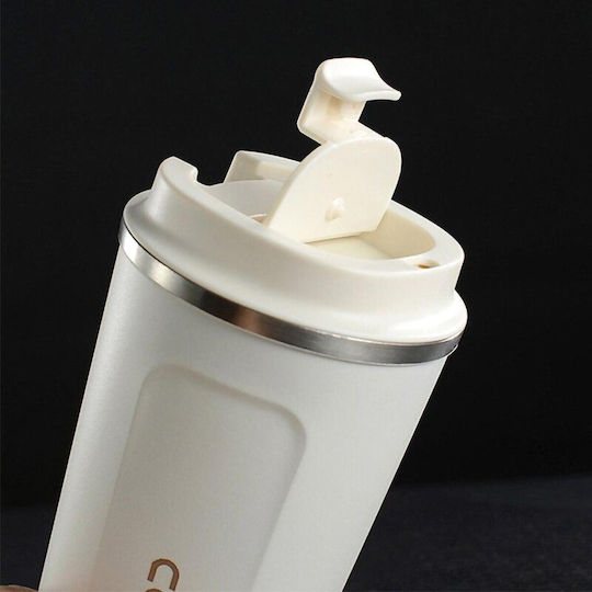 Uncle George Glass Thermos Stainless Steel / Aluminum BPA Free 510ml White Mouthpiece with Mouthpiece