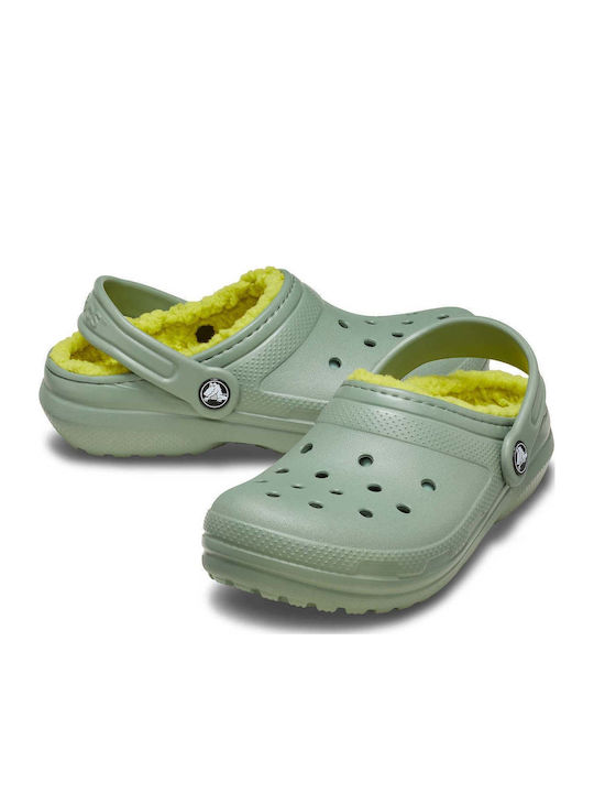 Kids Slippers Green Classic Lined Clog