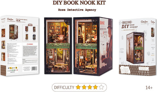 Cutebee Book Nook Kit DIY Rose Detective Agency 322pcs + LED Light