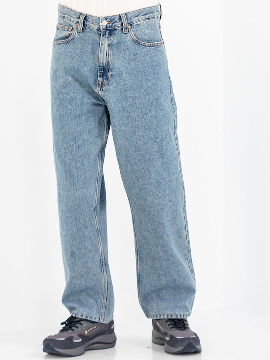 Omar Men's Jeans Pants with Loose Straight Fit Blue