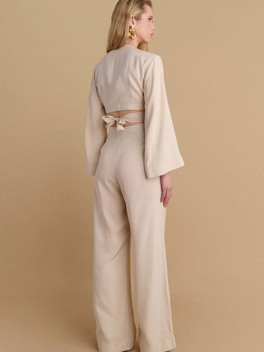 Damen Einteiler Anzug Beige