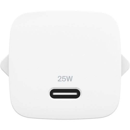 Belkin Φορτιστής με Θύρα USB-C και Καλώδιο USB-C - USB-C 25W Power Delivery Λευκός (BOOST Charge)